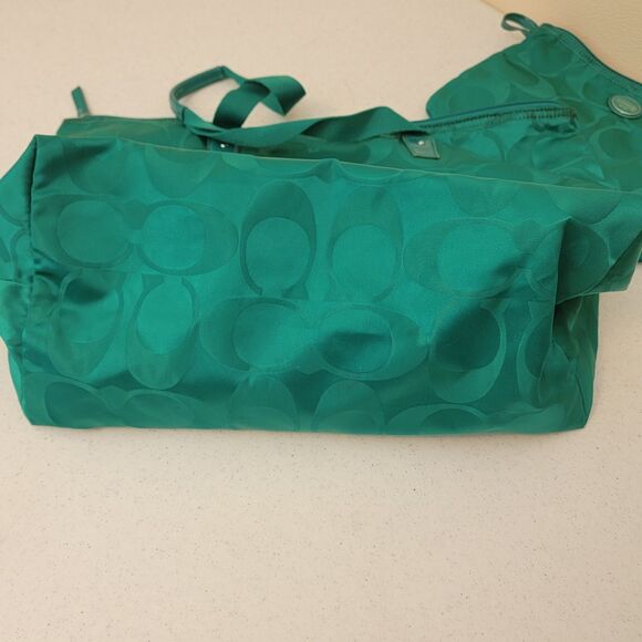 Coach Signature Getaway Packable Weekender Bag w/ Toiletries Bag Green Teal - Picture 6 of 14